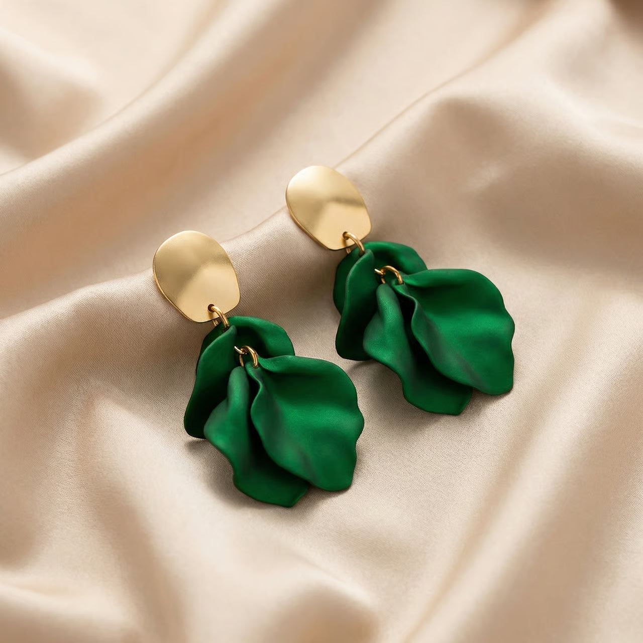 Emerald Petal Earrings