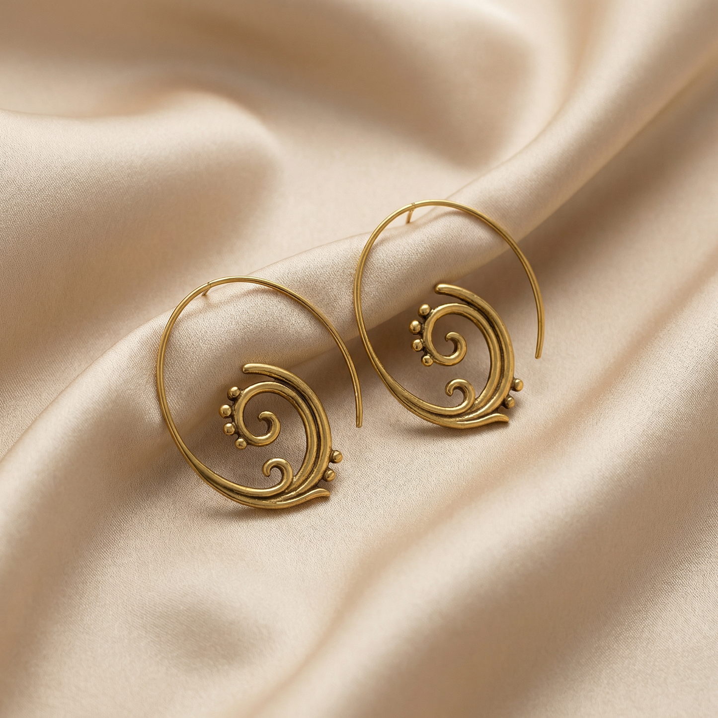 Golden bohemian hoop earrings