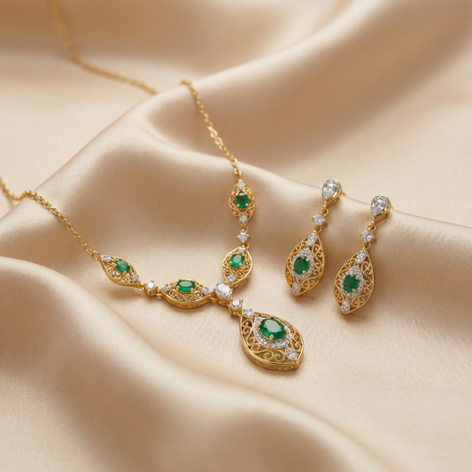 Emerald Filigree Jewelry Set